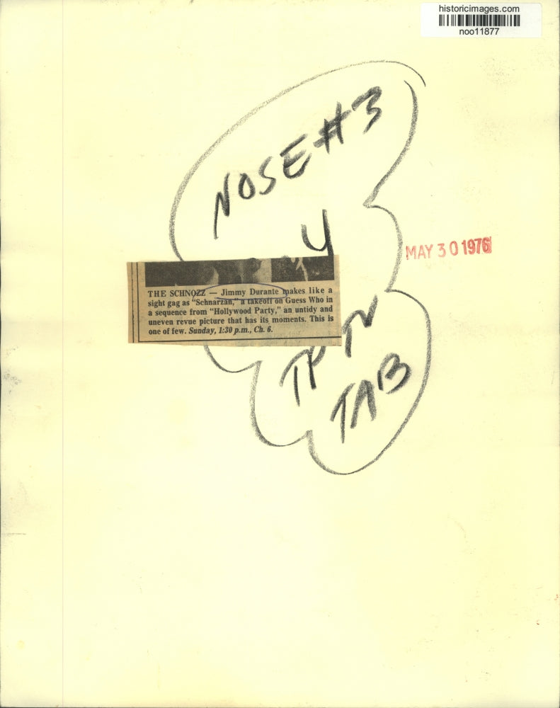 1934 Press Photo Jimmy Durante as "Schnarzan" - noo11877