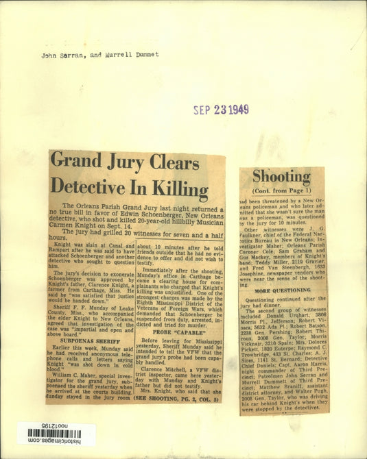 1949 Press Photo Patrolmen John Serran, Murrell Dummett witnesses in killing