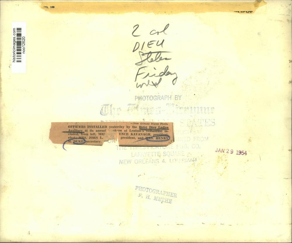 1954 Press Photo Hotel Dieu Ladies Auxiliary newly installed officers