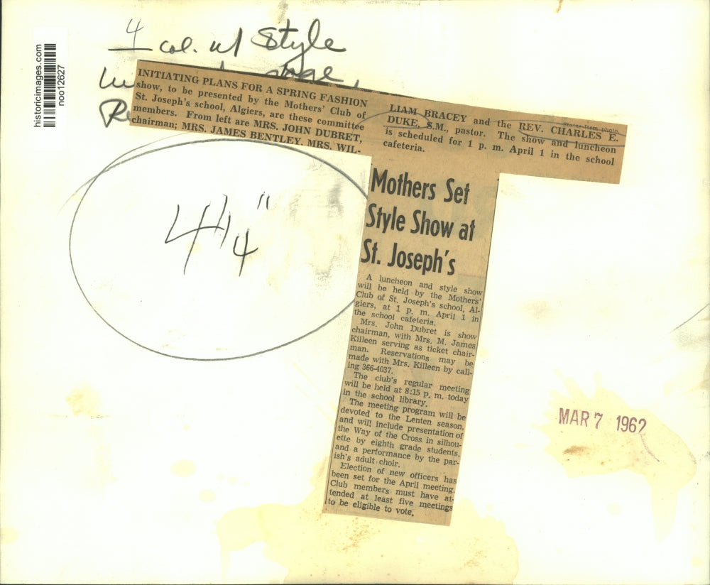 1962 Press Photo Mothers' Club of St. Joseph's School's Spring Fashion show