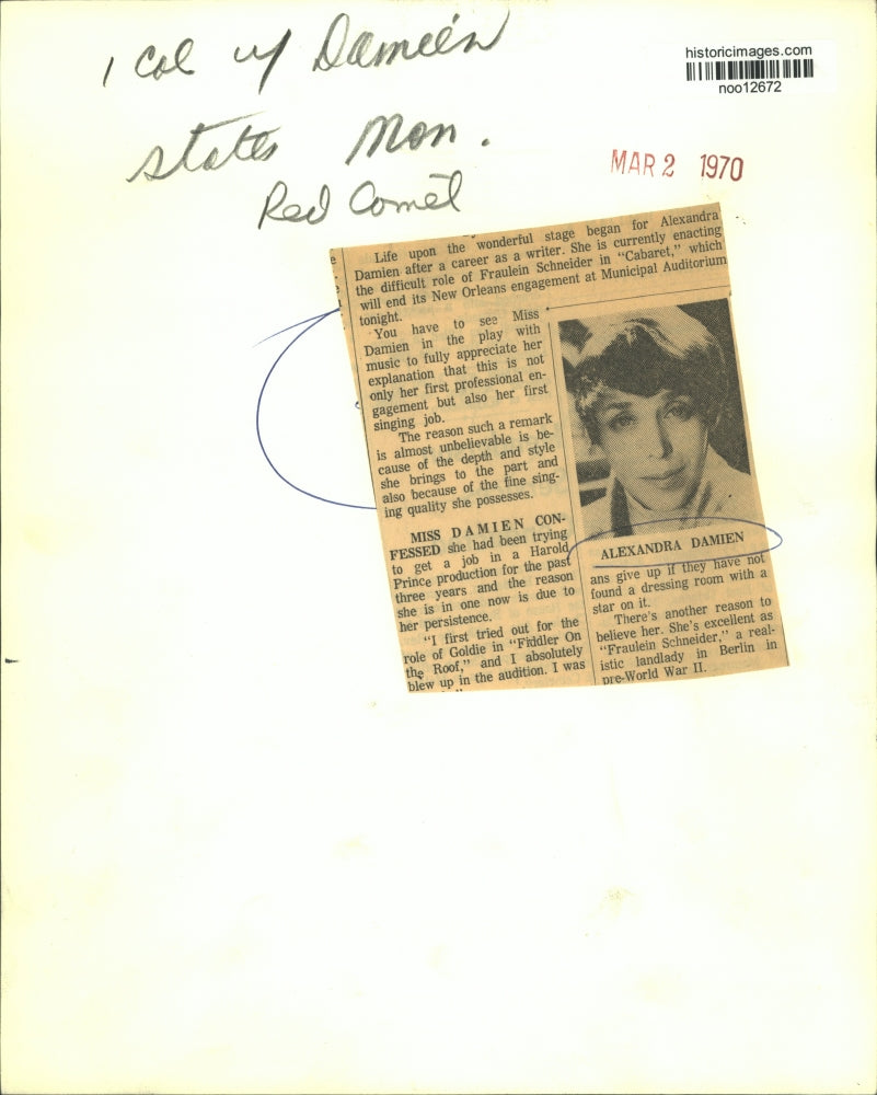 1970 Press Photo Alexandira Damien plays the disillusioned landlady in "Cabaret"