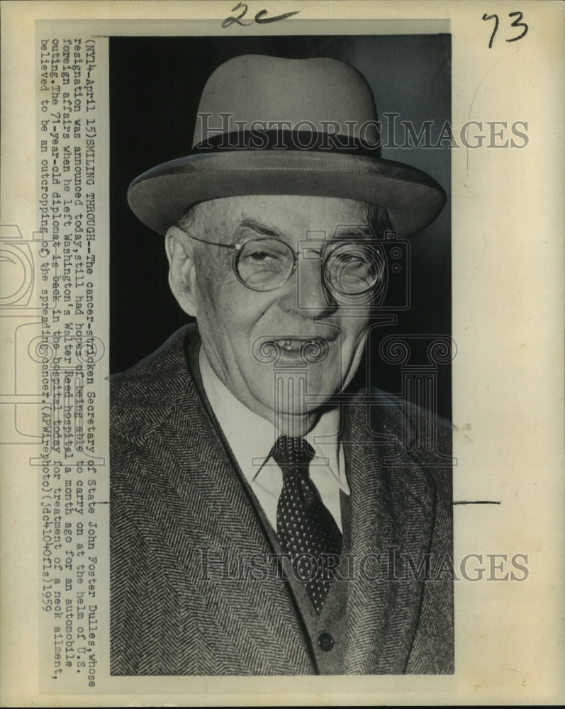 Load image into Gallery viewer, 1959 Press Photo Secretary of State John Foster Dulles - noo12837
