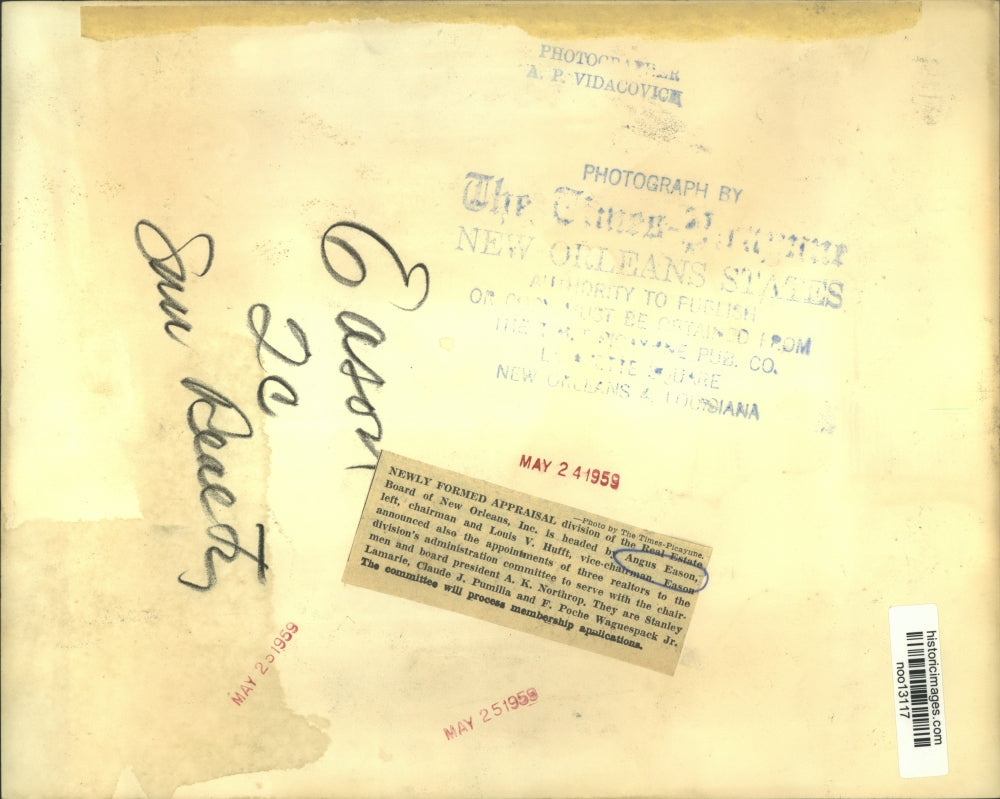 1959 Press Photo Real Estate Board of New Orleans Appraisers - noo13117