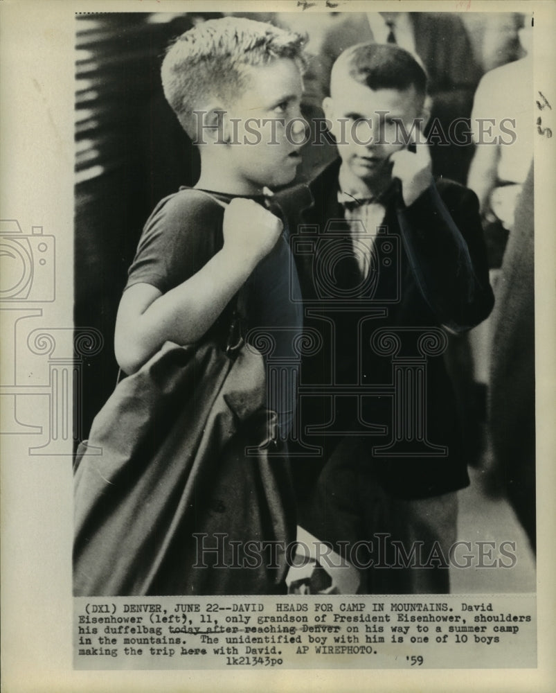 1959 Press Photo David Eisenhower, President Eisenhower&#39;s grandson, goes to camp