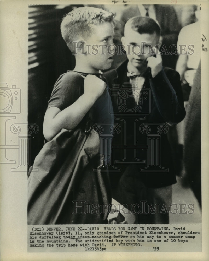 Load image into Gallery viewer, 1959 Press Photo David Eisenhower, President Eisenhower's grandson, goes to camp
