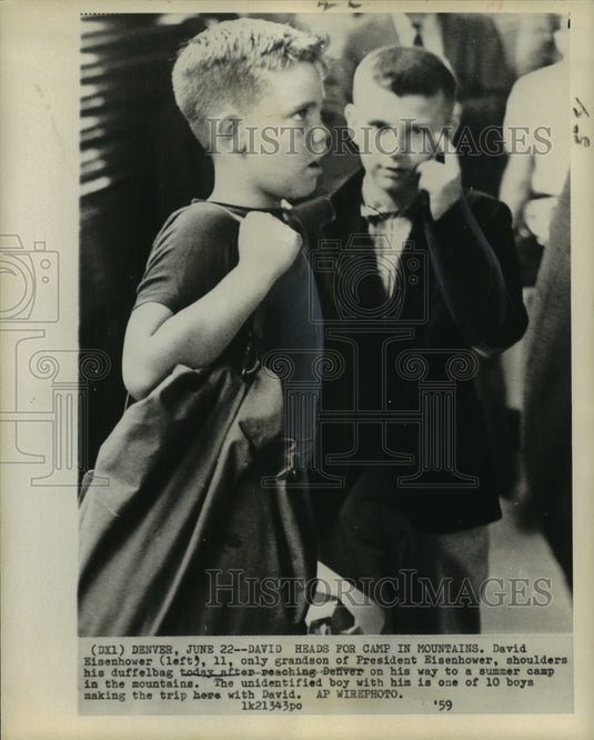 1959 Press Photo David Eisenhower, President Eisenhower's grandson, goes to camp