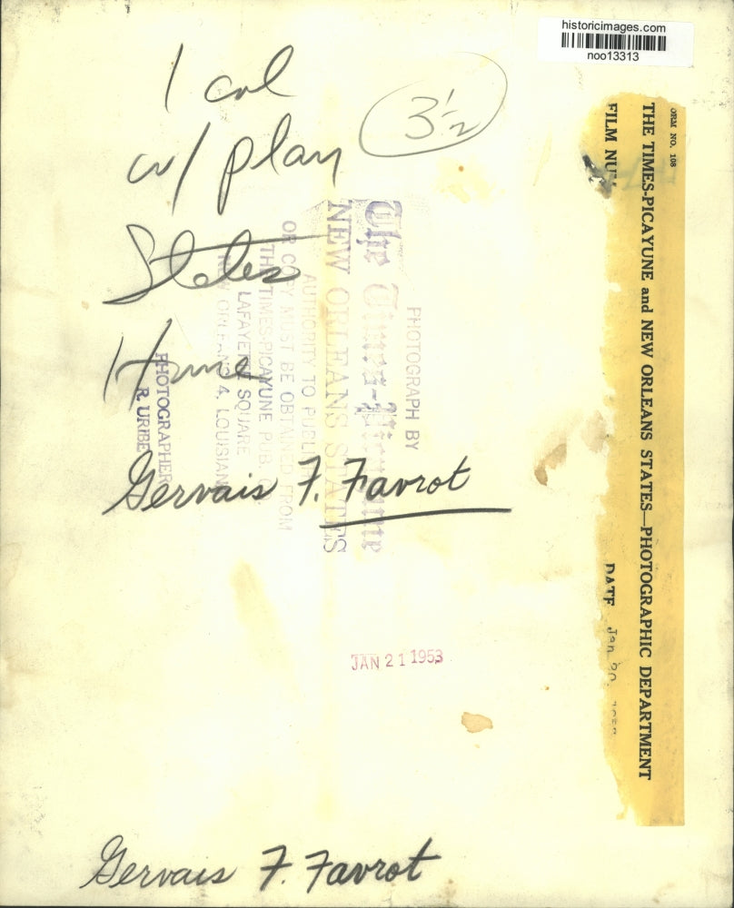 1953 Press Photo A photo portrait of Gervais F. Favrot - noo13313