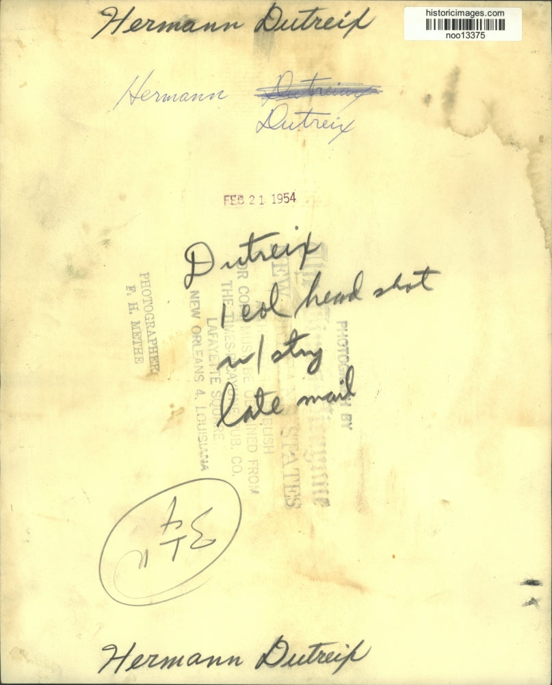 1954 Press Photo Hermann Dutriex - noo13375