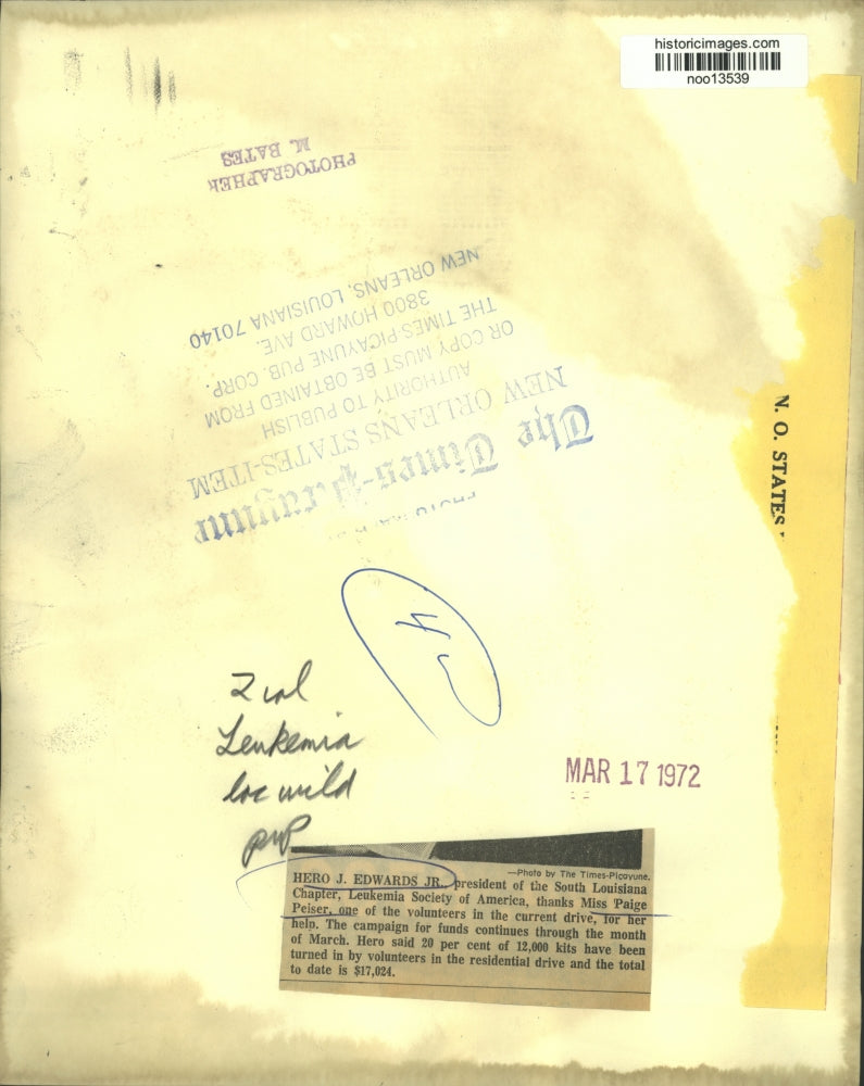 1972 Press Photo Hero J. Edwards Jr., president Leukemia Society of America