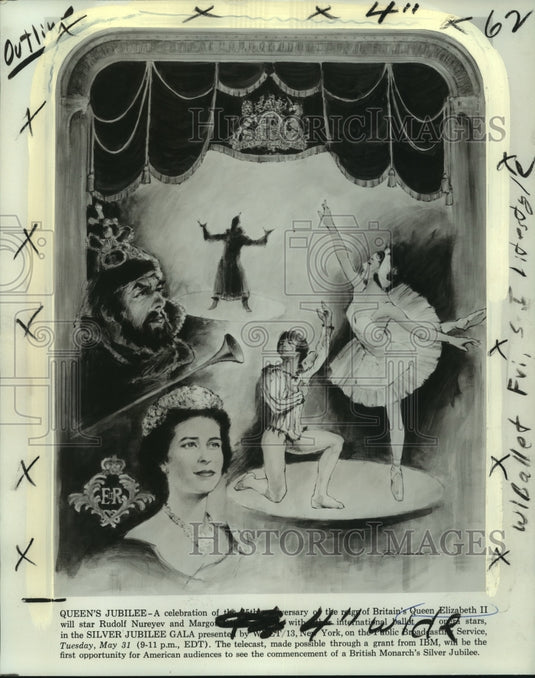 1977 Press Photo Queen Elizabeth II honored in Silver Jubilee Gala- Historic Images