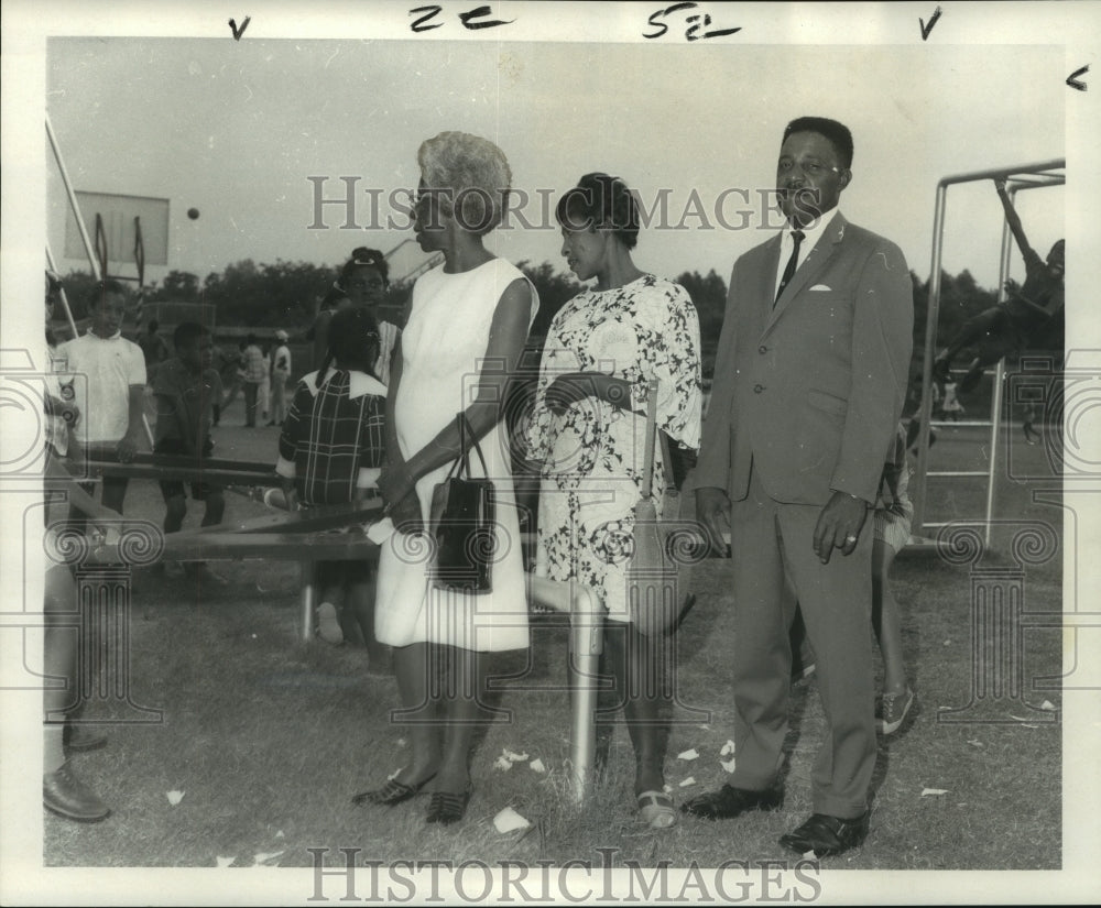 1969 Press Photo Family Members of Cyril Dusset at Dedication of Playground- Historic Images