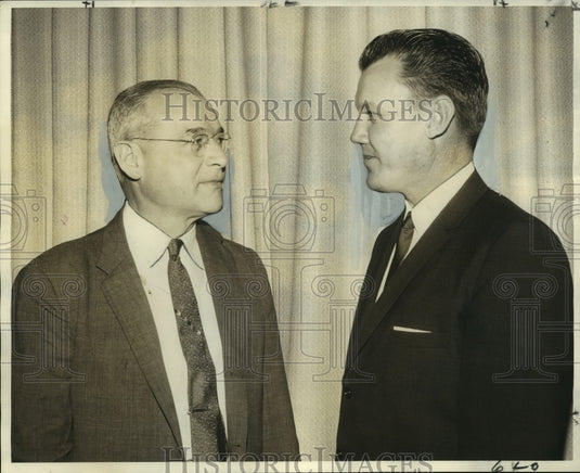 1959 Press Photo Charles Pearson Jr.,Lewis W. Eaton at campaign kickoff luncheon