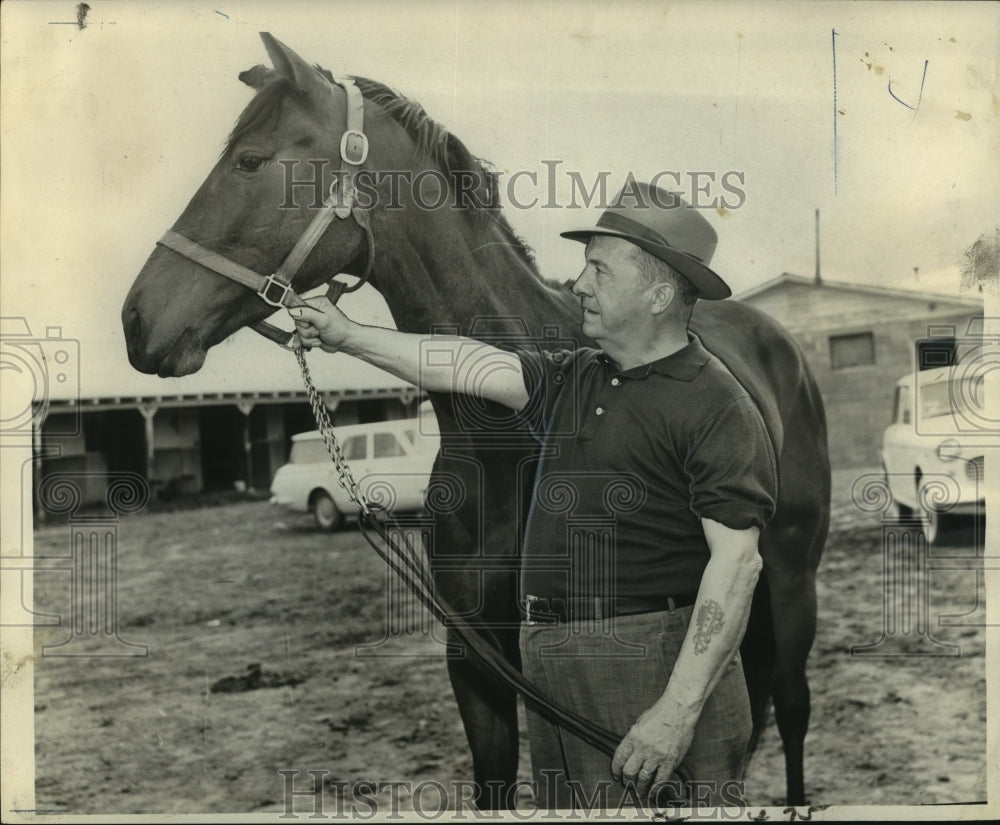 1963 Press Photo Jefferson Downs - Harold Estopinal and Horse, Prince Indigo- Historic Images