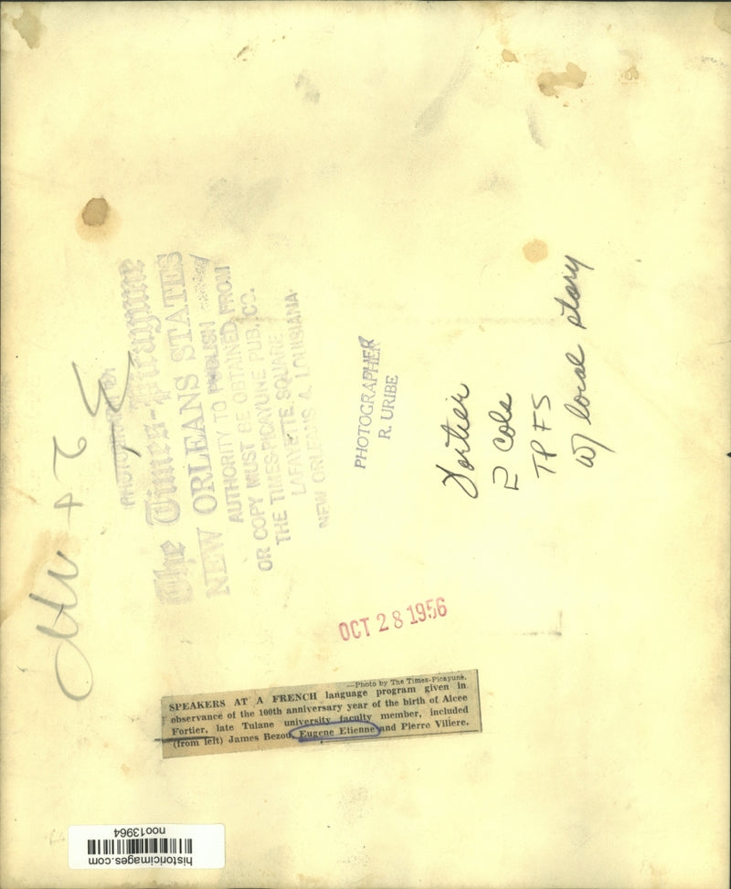Load image into Gallery viewer, 1956 Press Photo Alcee Fortier Anniversary Program - James Bezou, Others
