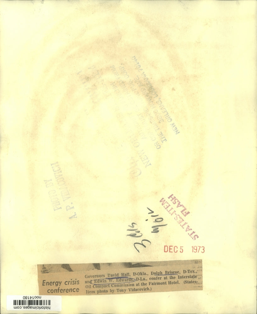 1973 Press Photo Governors of Oklahoma, Texas, Louisiana at Energy crisis meet