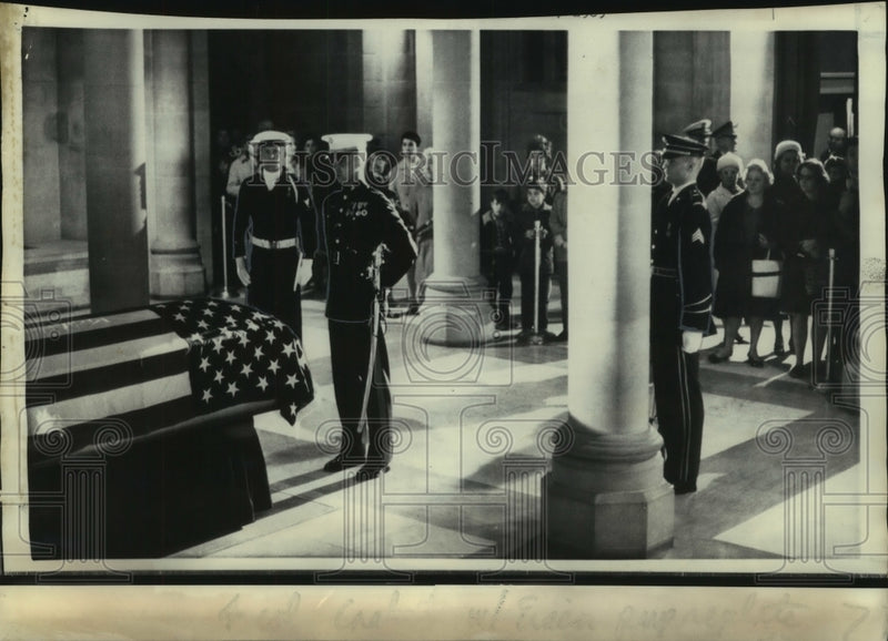 Load image into Gallery viewer, 1969 Press Photo Honor guards watch ex-President Dwight D. Eisenhower's casket
