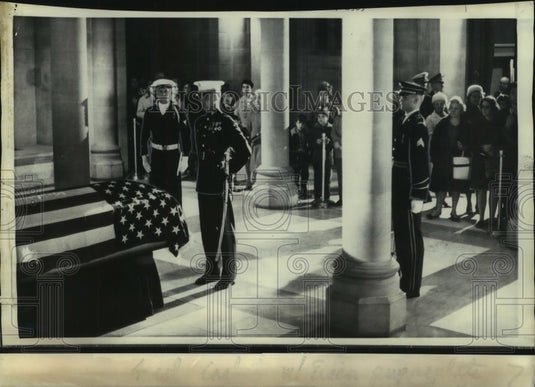 1969 Press Photo Honor guards watch ex-President Dwight D. Eisenhower's casket