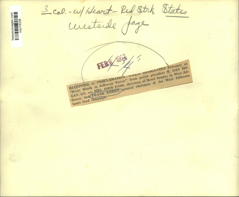 1962 Press Photo Jefferson Parish Heart Council members proclaim "Heart Month"