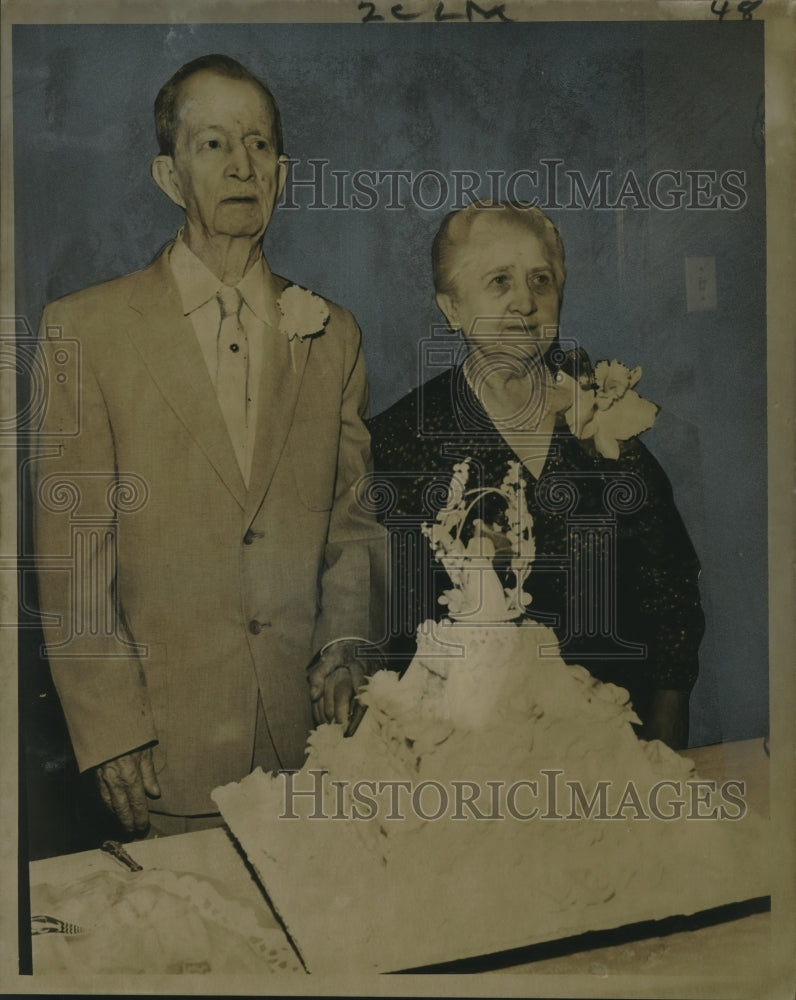Load image into Gallery viewer, 1958 Press Photo Mr. &amp; Mrs. Joseph de Villentrol Celebrate 50th, New Orleans
