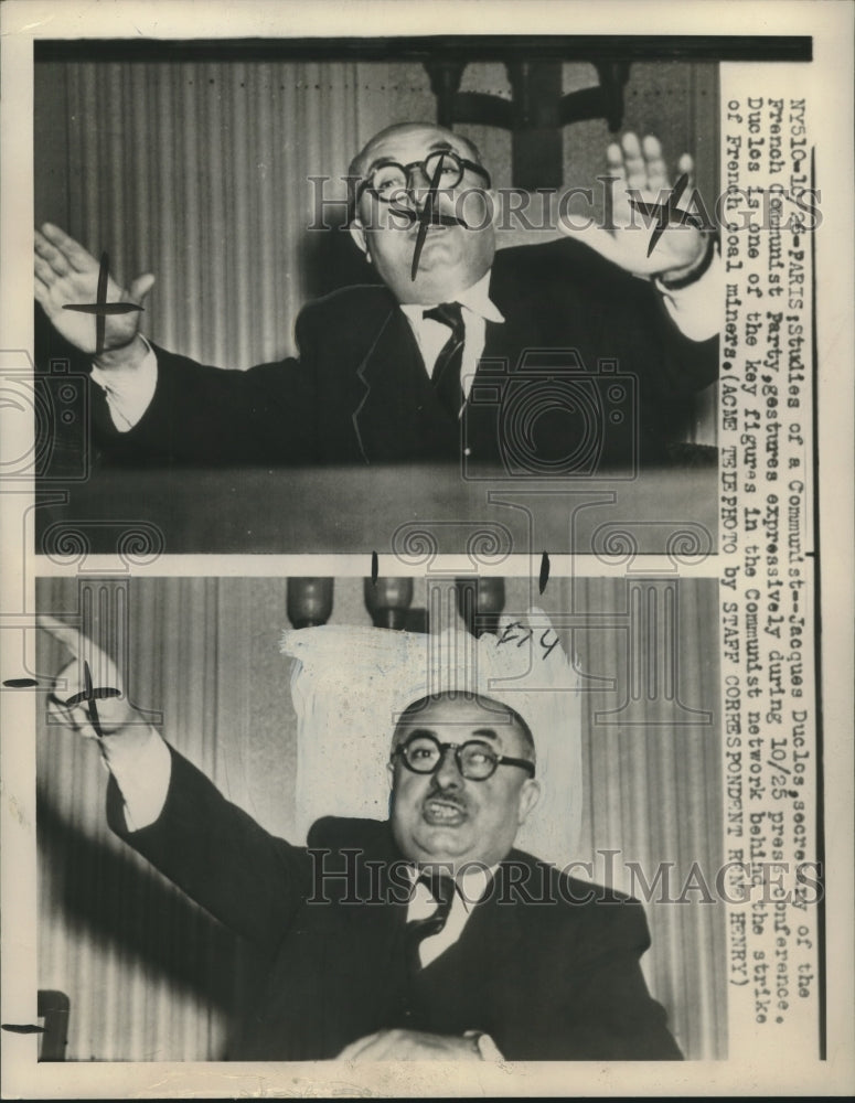 1948 Press Photo French Secretary Jacques Duclos during press conference