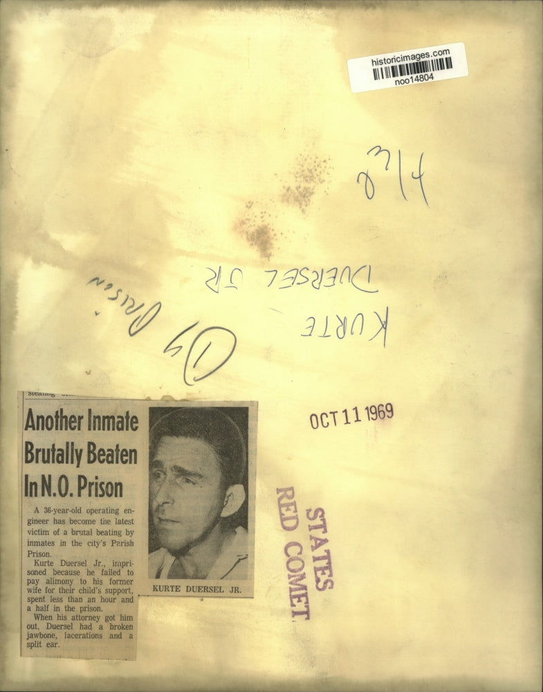 Load image into Gallery viewer, 1969 Press Photo Kurte Duersel Jr., victim of brutal beating in Parish Prison
