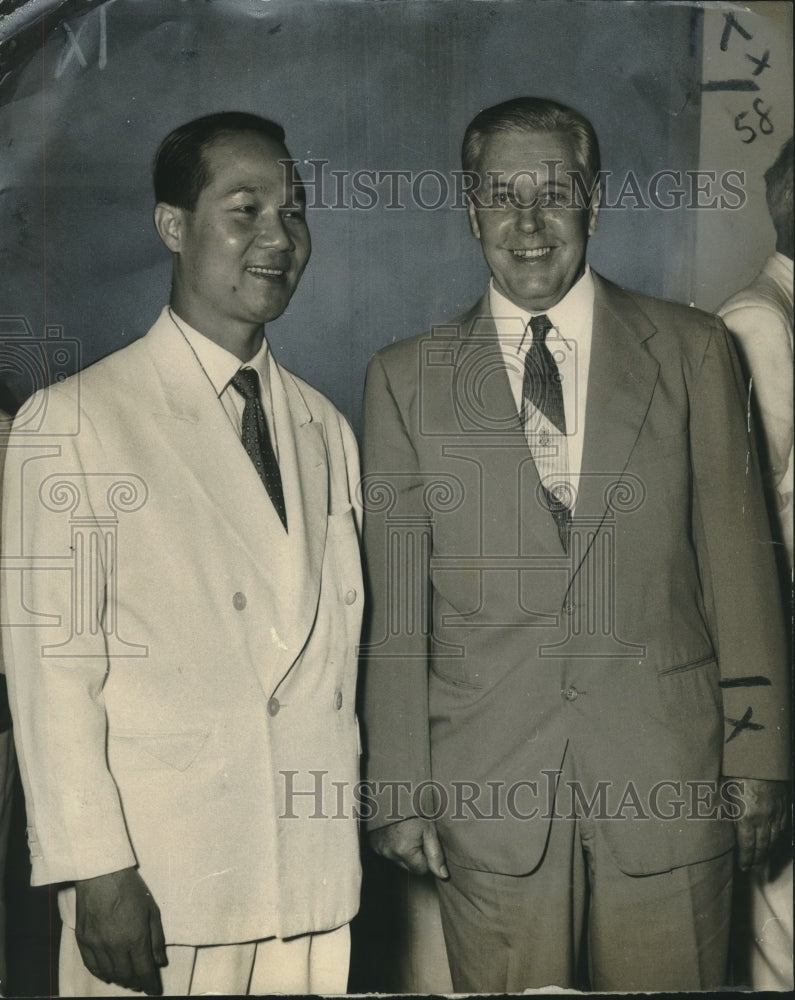 Load image into Gallery viewer, 1957 Press Photo Dr. Ewerz &amp; Nguyen Duond Don opening educational workshops

