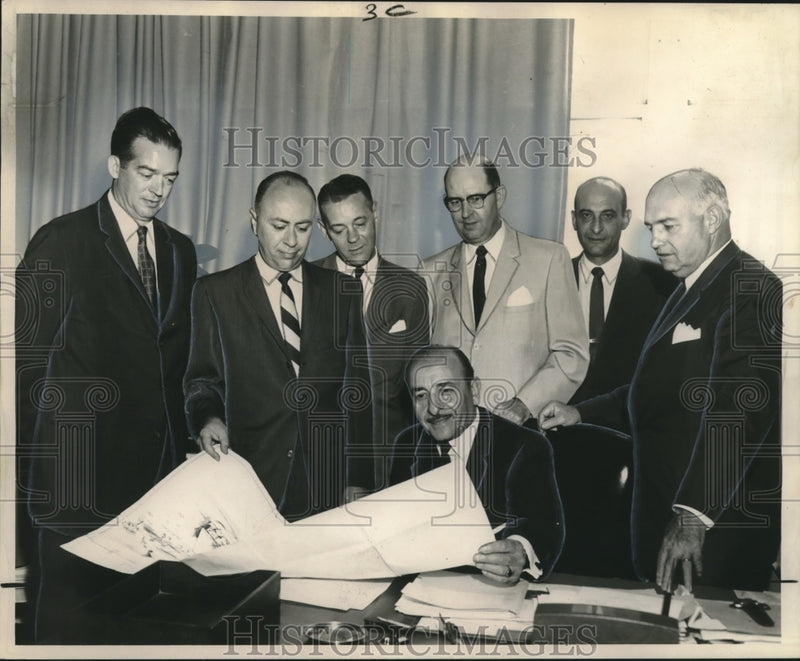 Load image into Gallery viewer, 1962 Press Photo Officials Review Plans for New Hotel Complex, New Orleans
