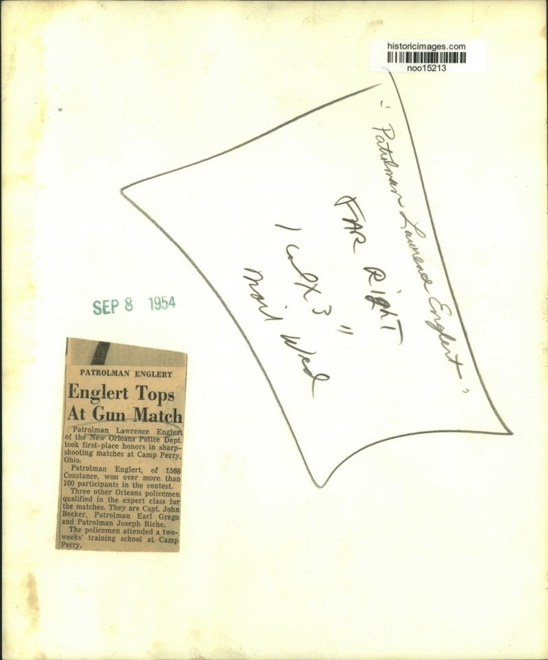 Load image into Gallery viewer, 1954 Press Photo Patrolman Lawrence Englert took 1st place in sharp-shooting.
