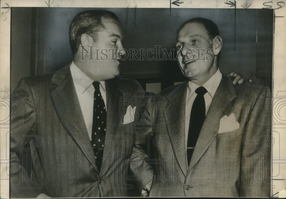 1949 Press Photo New York Giant Manager Leo Durocher with Horace Stoneham- Historic Images