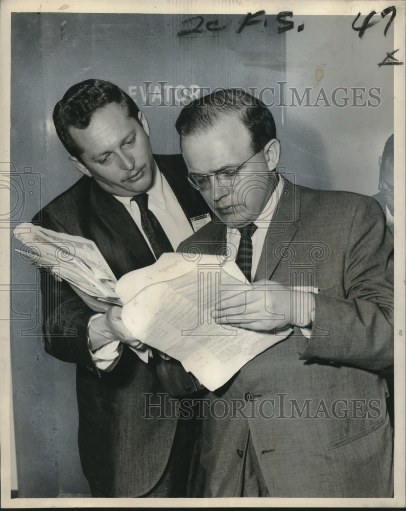 1960 Press Photo Serge Fliegers, European newsman &amp; Dominique Pado at hearing.