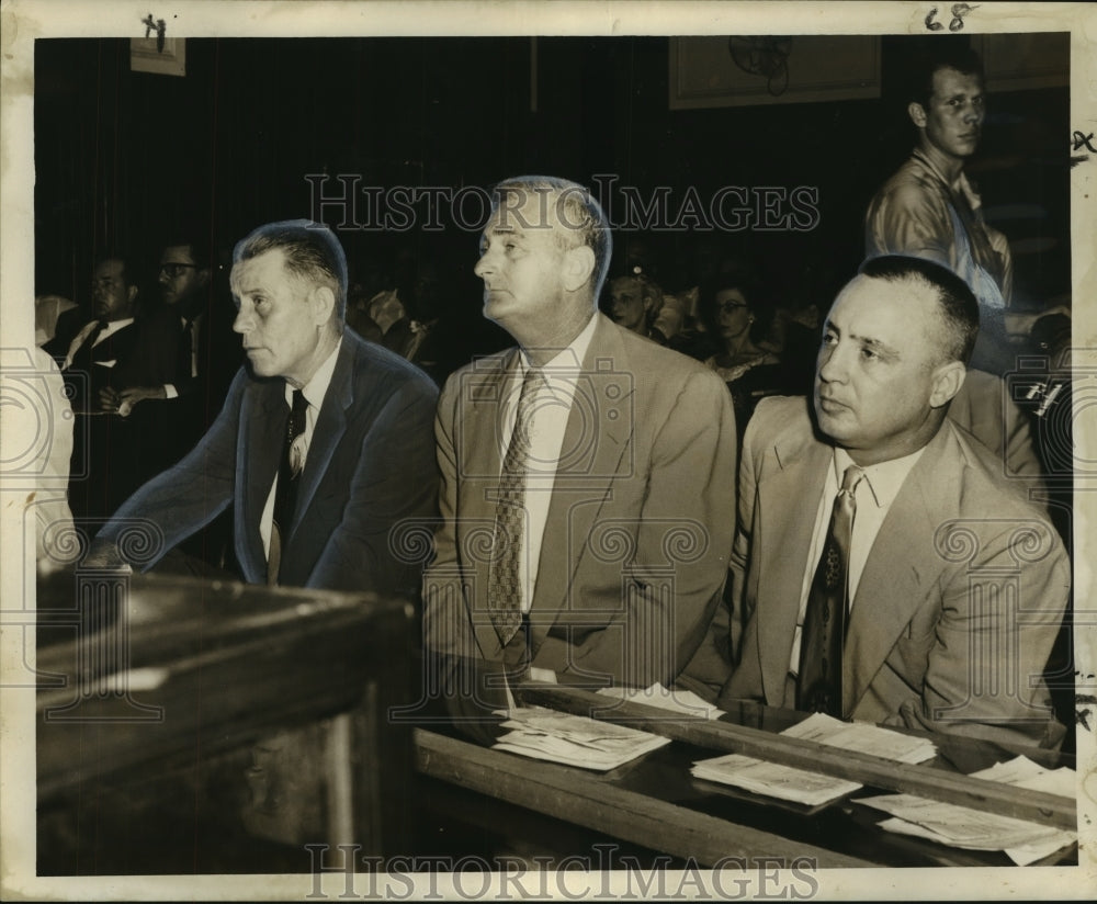 1957 Press Photo Former police officers ruled guilty by Judge Frank T. Echezabal