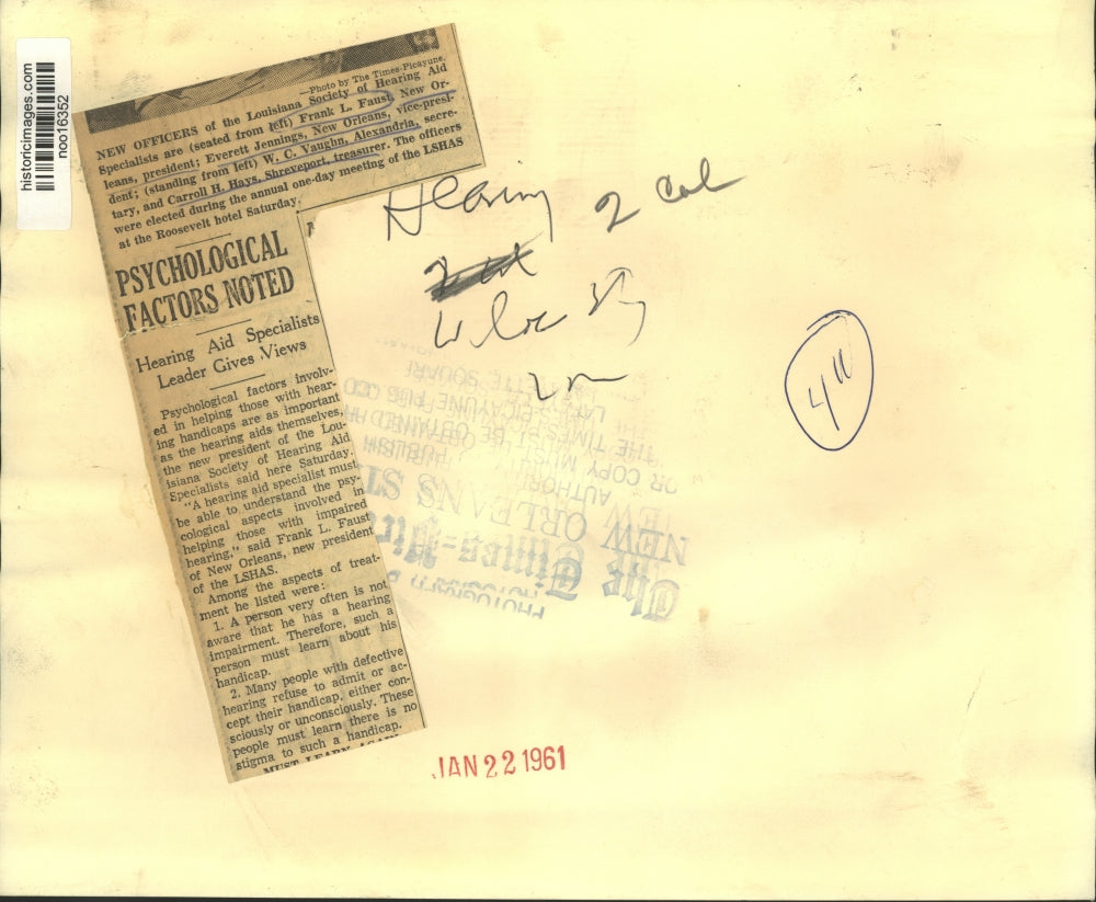 1961 Press Photo Louisiana Society of Hearing Aid Specialists Officers