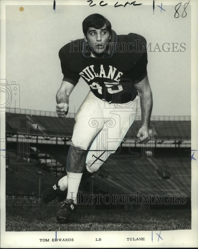 1970 Press Photo Football player, Tulane, New Orleans- Historic Images