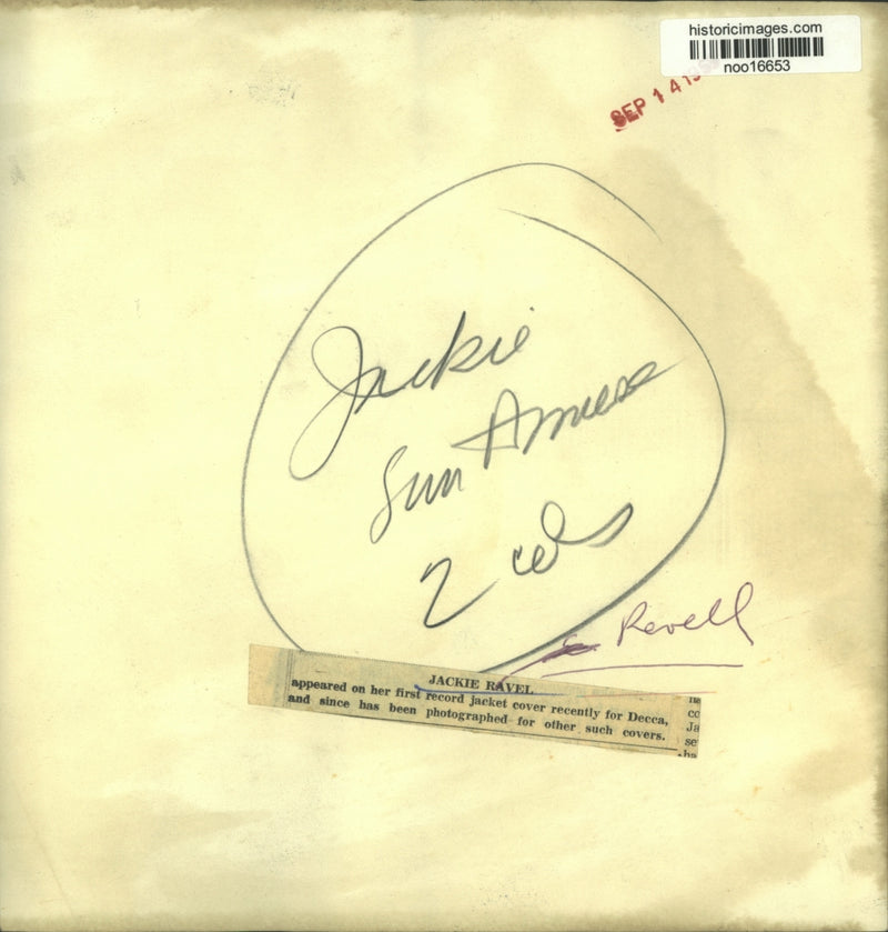 Load image into Gallery viewer, 1959 Press Photo Jackie Ravel on First Record Jacket for Decca Records
