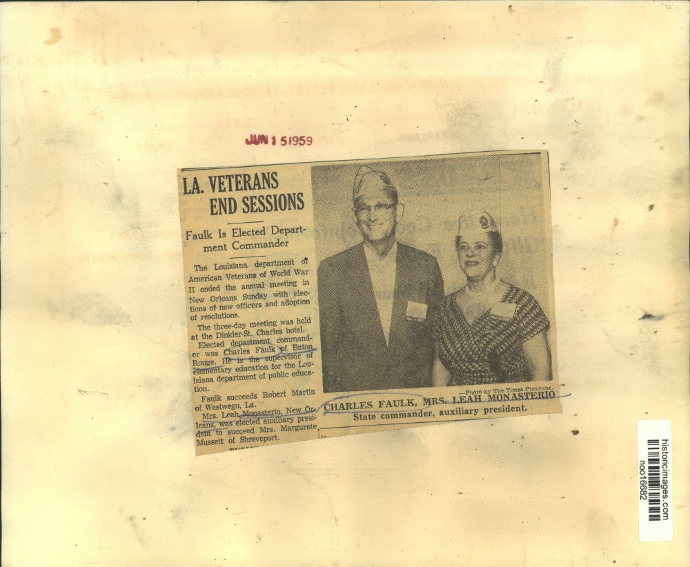 1959 Press Photo New officers, Louisiana American Veterans of World War II