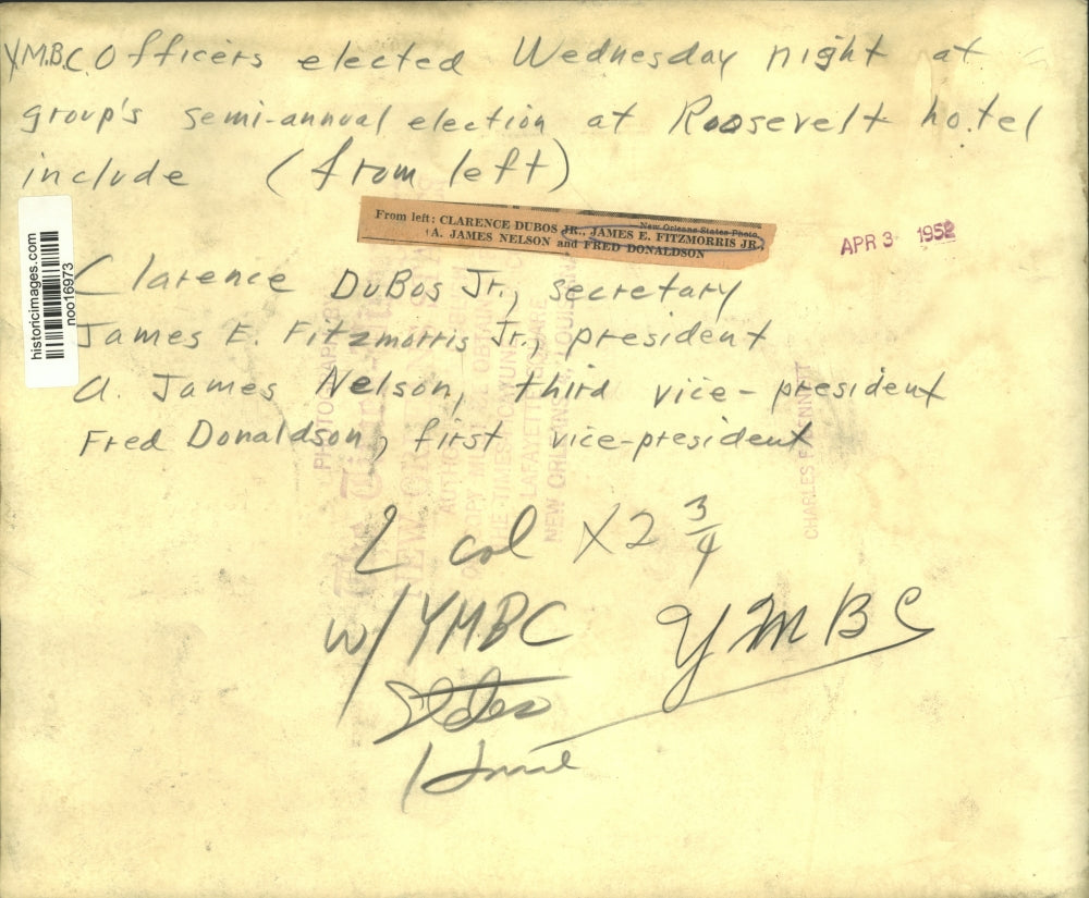 1952 Press Photo New Orleans Young Men's Business Club Officers Elected