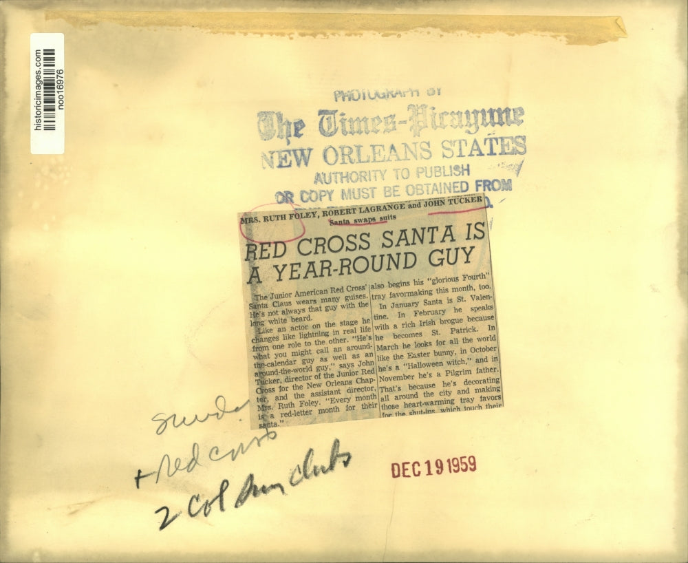 1959 Press Photo Red Cross Santa Robert Lagrange & Colleagues, New Orleans