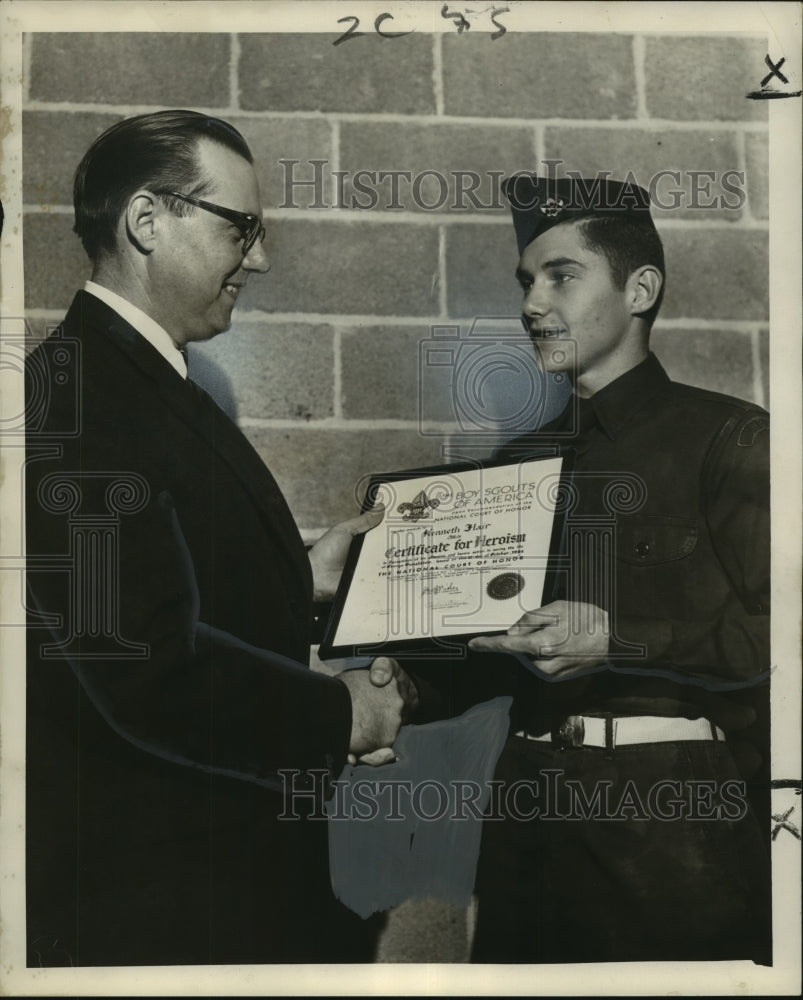 1954 Press Photo Boy Scout Recognized for Saving Life, New Orleans - noo17247