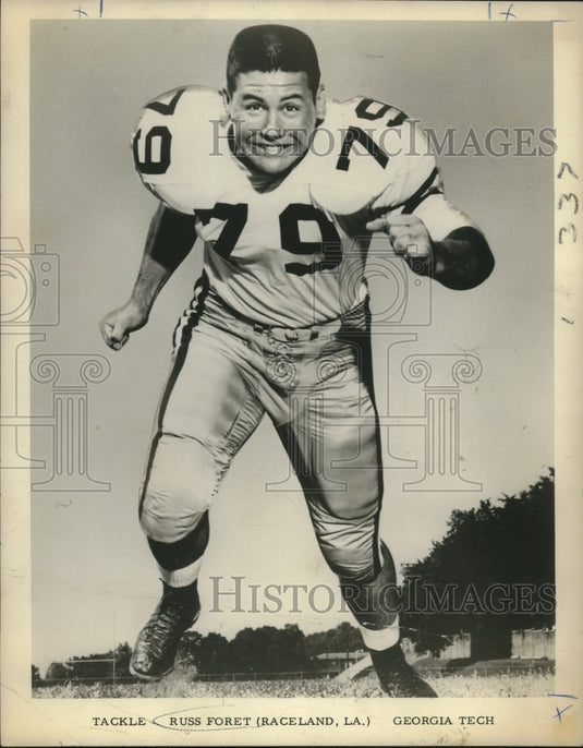 1967 Press Photo Tackle Russ Foret at football practice, Raceland, Louisiana- Historic Images