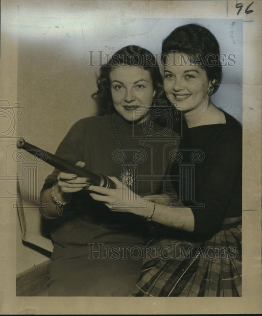 1956 Press Photo Billie Lowe & Anita Glaze, Miss Flame and Miss Fire Prevention