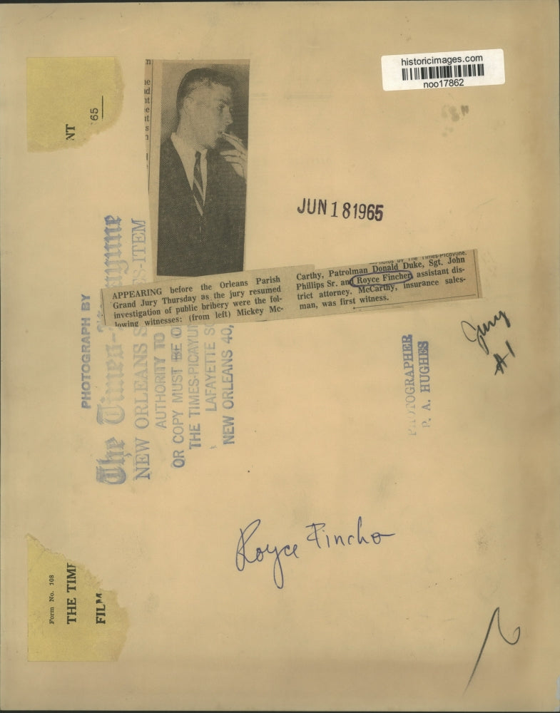 1965 Press Photo New Orleans Assistant District Attorney Royce Finch, For Jury
