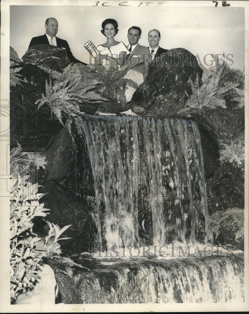 1962 Press Photo Delegates during Bayou St. John waterfall christening ceremony