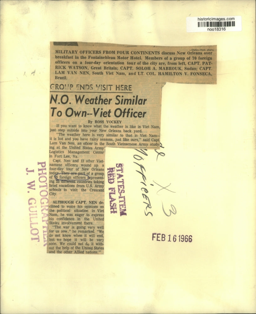 1966 Press Photo Military officers from four continents discuss New Orleans