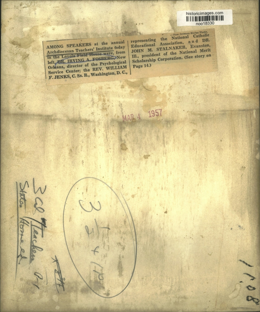 1957 Press Photo Speakers at Archdiocesan Teachers Institute Loyola Field House