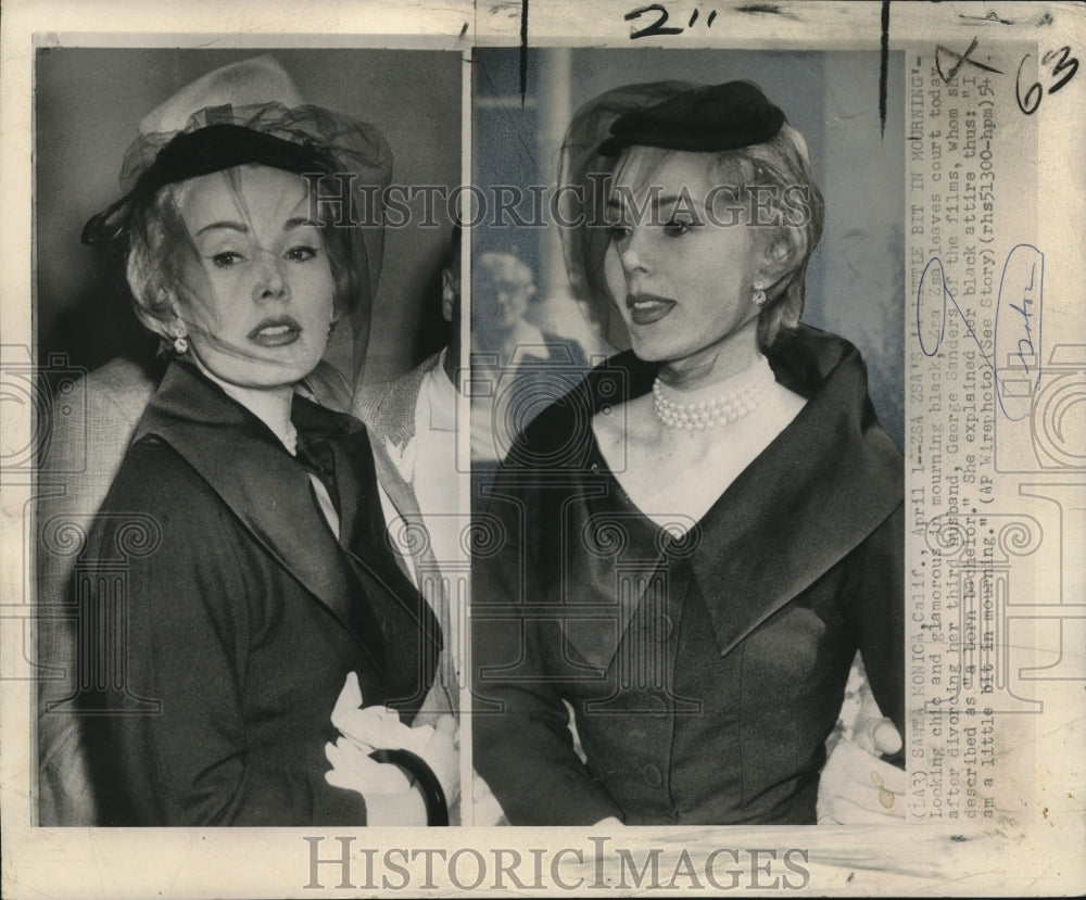1954 Press Photo Zsa Zsa Gabor leaves court today after divorcing her husband