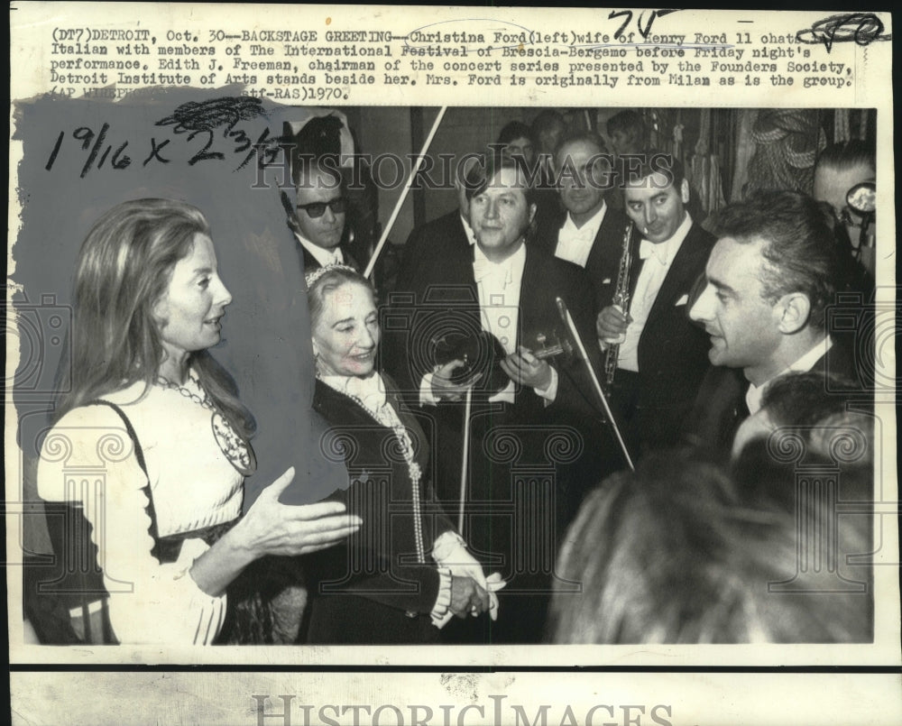 1970 Press Photo Christina Ford with International Festival of Brescia-Bergamo- Historic Images