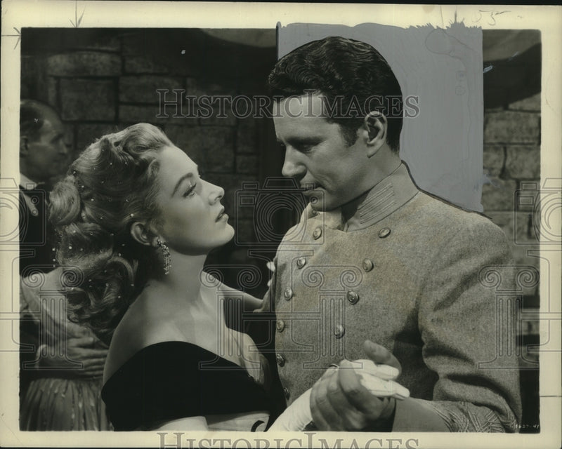 Load image into Gallery viewer, 1954 Press Photo Eleanor Parker and John Forsythe in "Escape From Fort Bravo"
