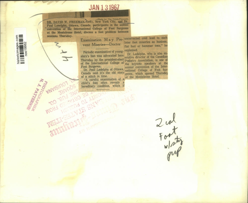 1967 Press Photo International College of Foot Surgeons convention participants