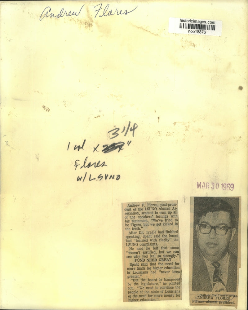 Load image into Gallery viewer, 1969 Press Photo Former Louisiana State New Orleans Alumni Association President

