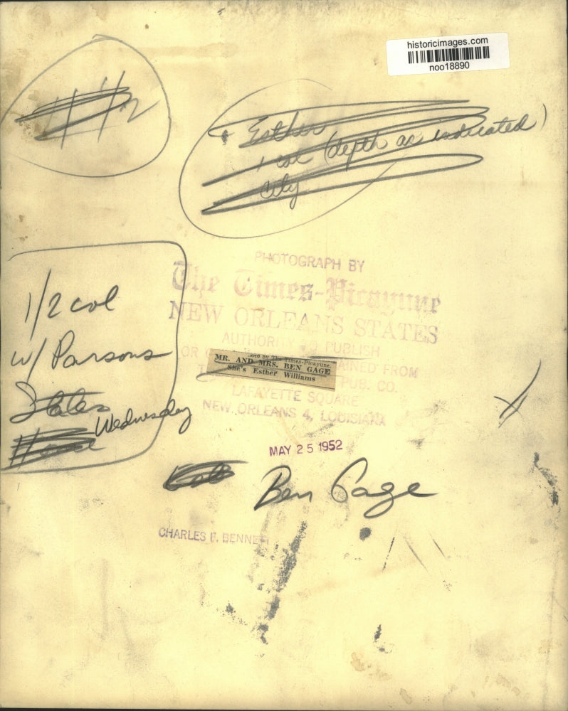 1952 Press Photo Mr. and Mrs. Ben Gage - She's Esther Williams - noo18890